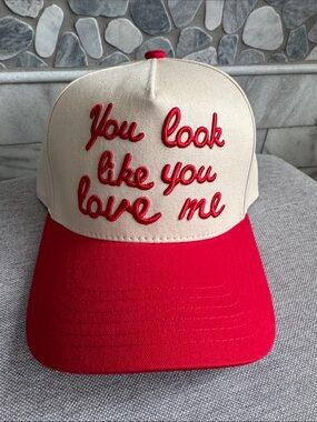 C.C Two-Tone Cream and Red Adjustable Trucker Hat